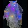 Bride Crown Bridal Feather Headbands Women Wedding Veil Korean Bride Headwear LED Light Bride Veil