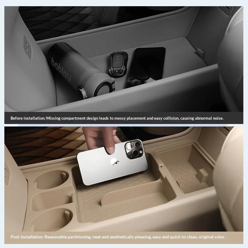 For AITO M7 2024 Center Console Storage Box, Custom Silicone Organizer Tray, Anti-Slip Cup Holder Mat Car Accessories