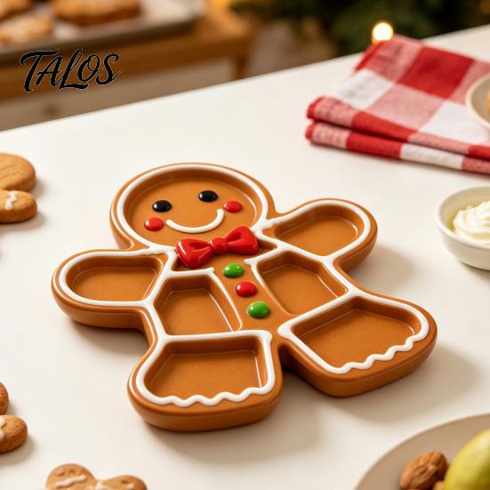 Party Supplies for Home Office Christmas Snack Serving Tray, Divided Holiday Appetizer Platter, Cute Snowman/Tree/Penguin/Cow Shaped Seasonal