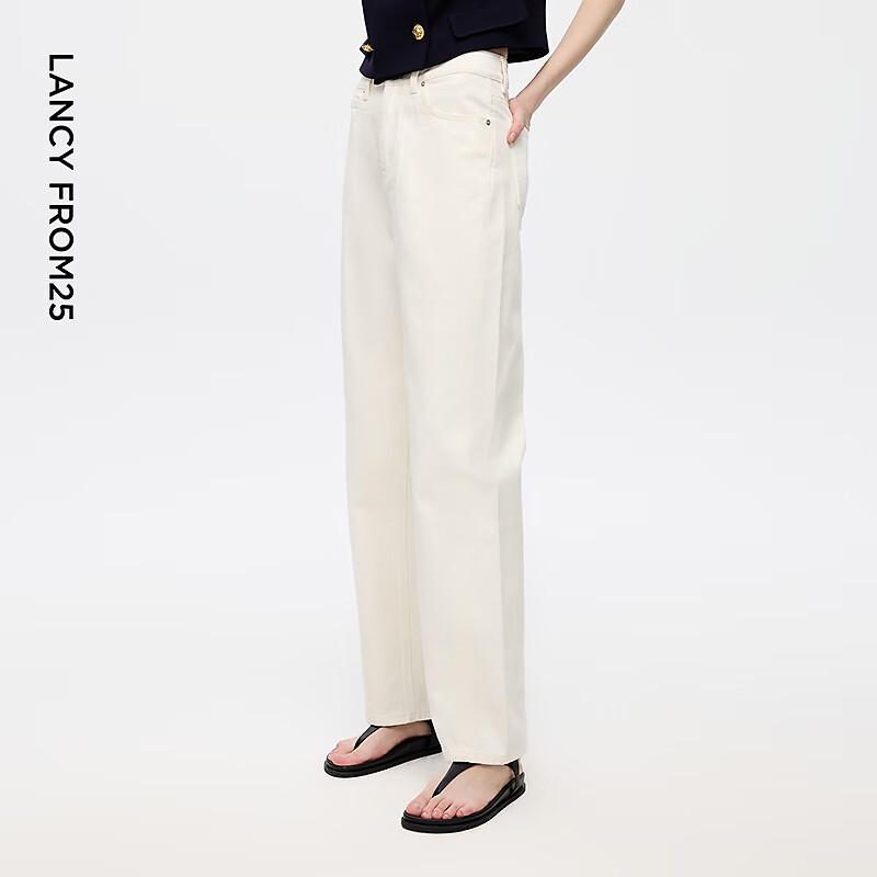 LANCY EUROPE EiLEEN ELITEE Straight Fit White Cotton Jeans