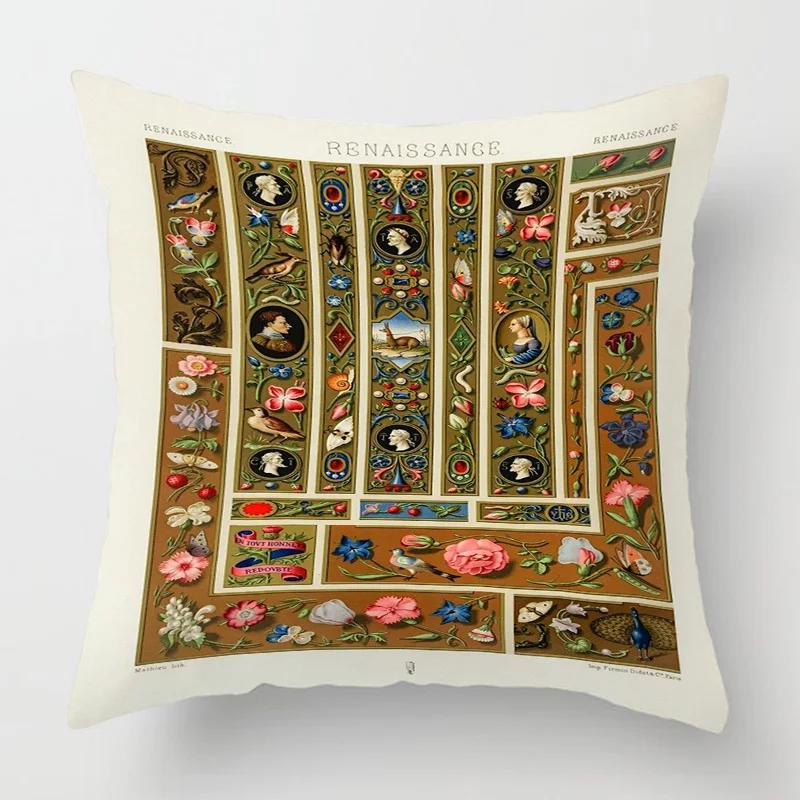 Home Decor Baroque Inspired Vintage Pattern Pillow Covers Pattern Cushion Cover Suitable for Sofa Bedroom Car Pillow Cover