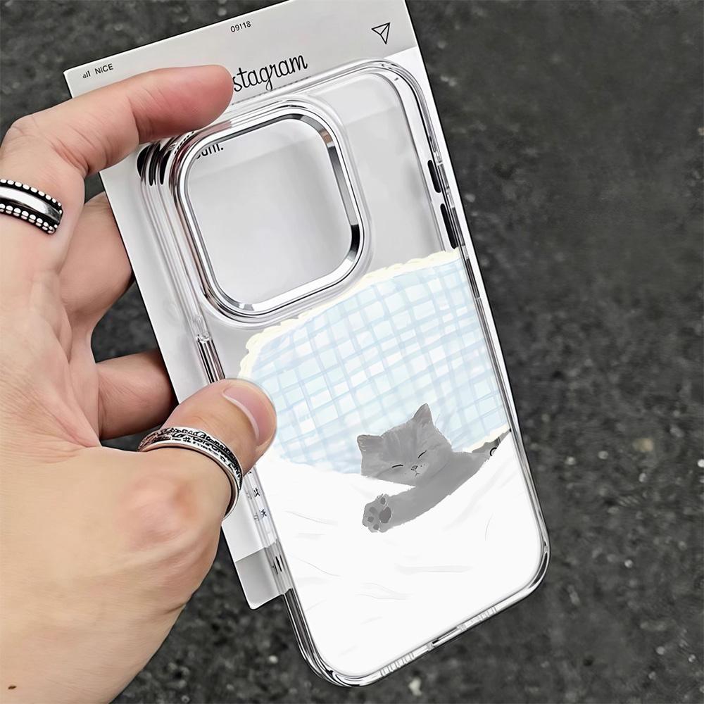Schlafende Katze Handyhülle Für iPhone 17 Pro Max Hülle iPhone 11 13 14 12 15 16E Pro Max 17E Air Klare Rückseite Stoßfänger Funda
