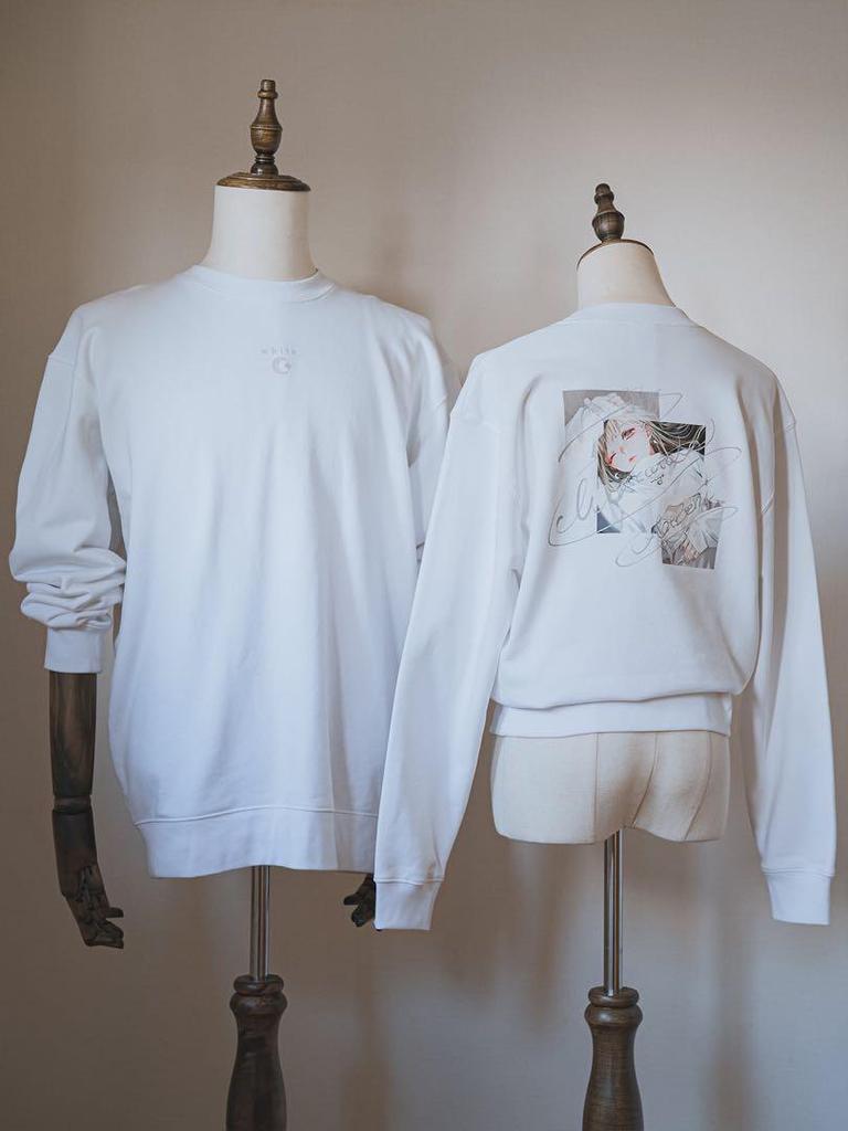 [USED] Aojukou MASCATALE Illustration Print Sweatshirt (White) Unisex