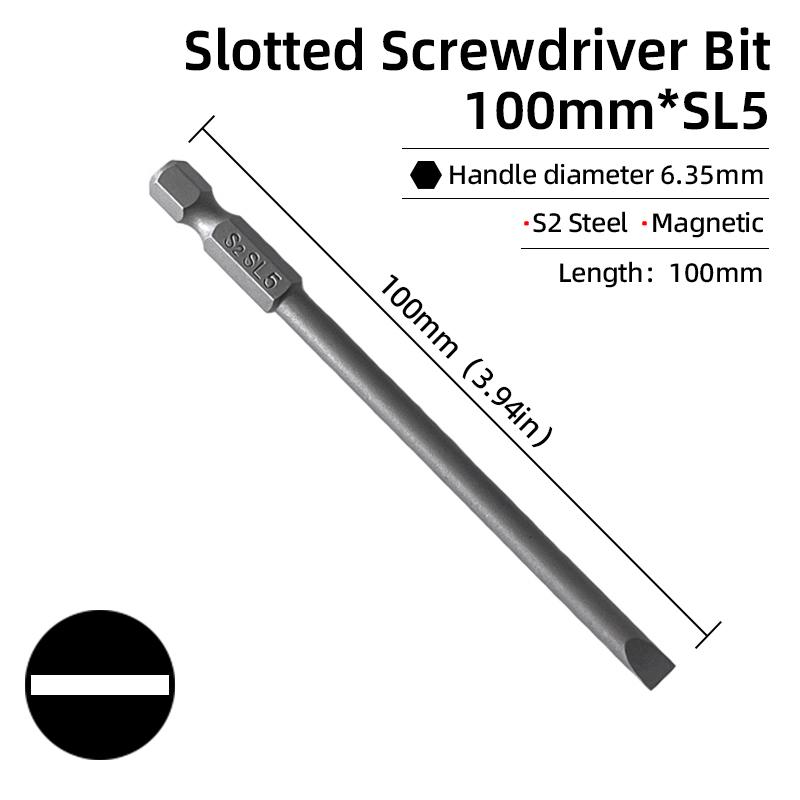 

Шлицевые отвертки с плоской головкой 50/100 мм 2,0-6,0 мм, отвертка с магнитным наконечником, сверло с шестигранным хвостовиком 1/4 дюйма, аксессуары для ручных инструментов