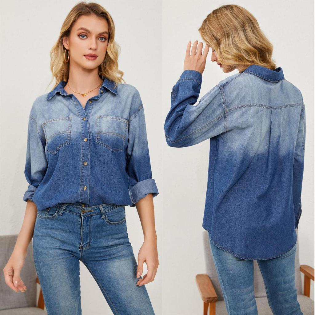 Damen Neue Lässige Revers Einfach geknöpfte Jeansjacke
