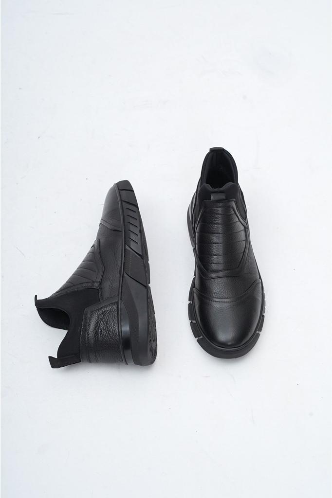 Men's Fashion Genuine Leather Flat Heeled Booties Bootie Black Leather Boots Shoes