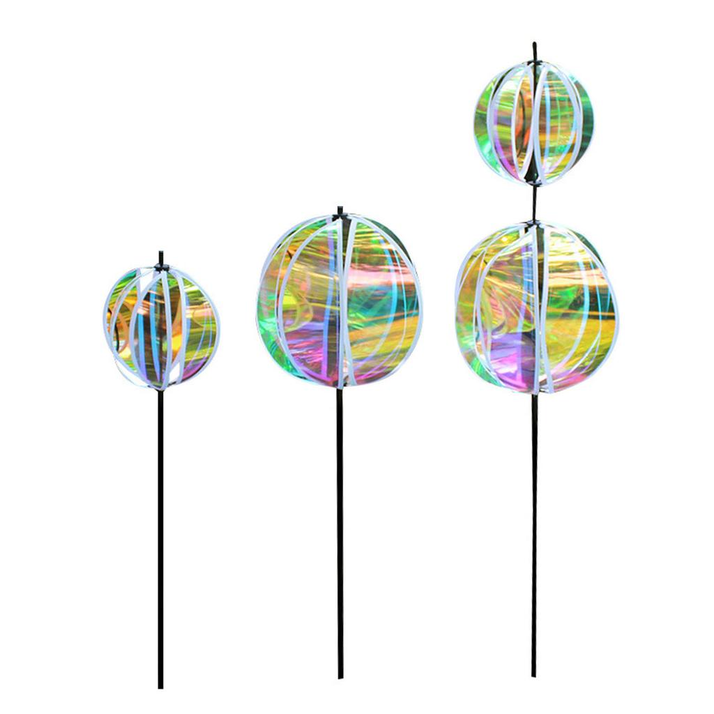 Reflective Windmill Pinwheels with Stakes for Garden Decor Bird Devices Deterrent Scare Birds Away from Yard Patio Farm