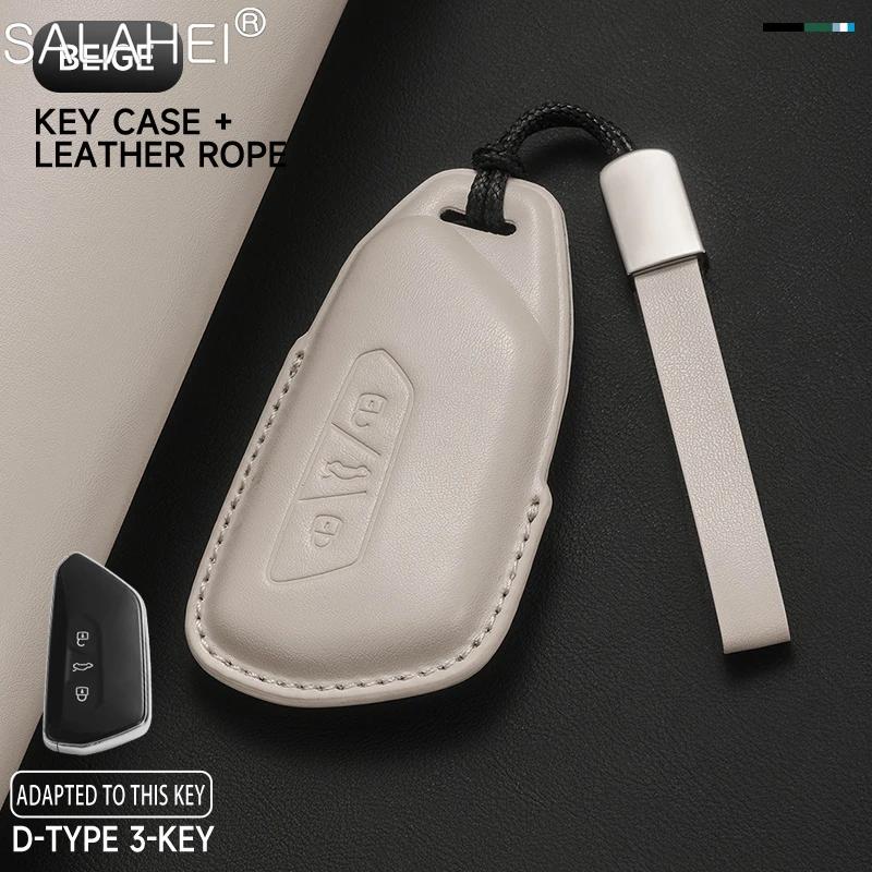 Leather Car Key Case Cover Shell Holder Fob For VW Volkswagen Golf 8 MK8 GTI GTD R ID3 ID4 2020 Keychain Protection Accessories