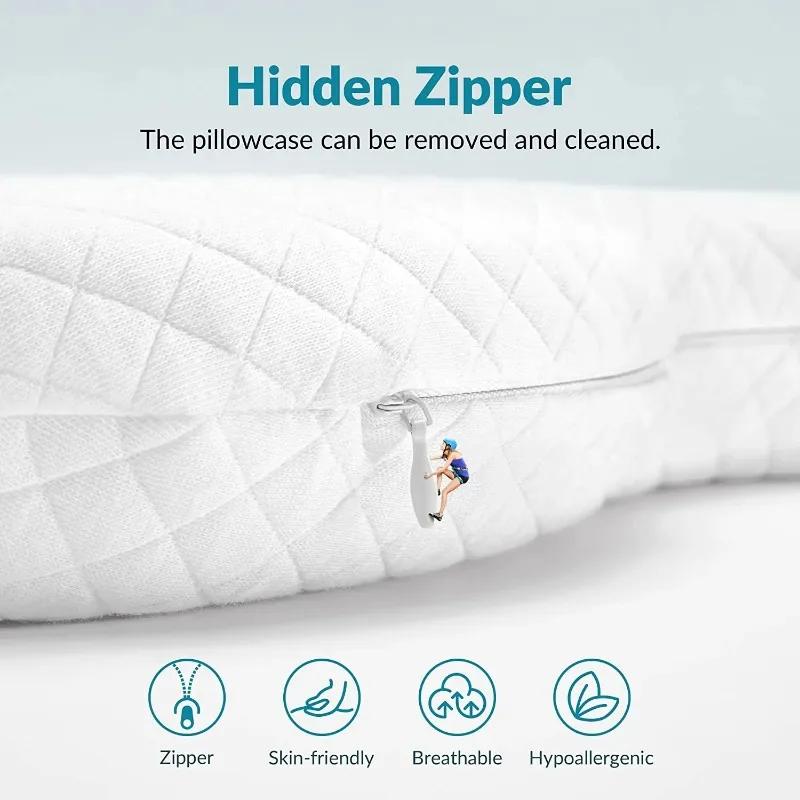 1pcs Memory Foam Beauty Pillow for Side Sleepers - Anti-Wrinkle & Neck Lines Face Design with Orthopedic Neck Support