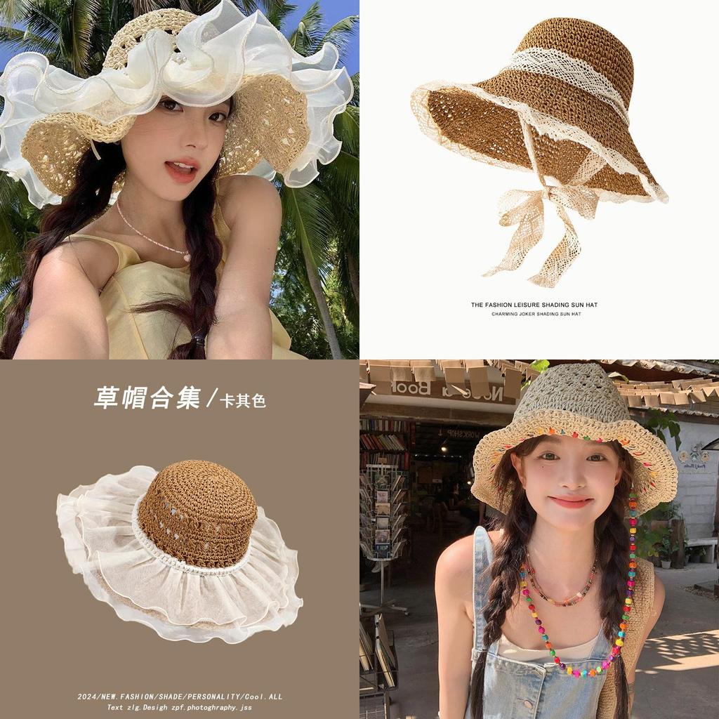 Korean Style Wide Brim Sun Hat With Handwoven Design And Sun Protection For Vacation