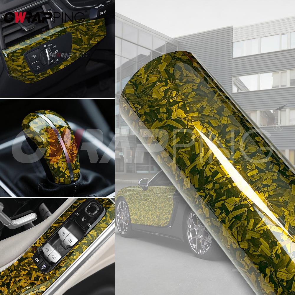 Glossy Gold Self-adhesive Film Carbon Fiber Waterproof Vinyl Wrap Car Tuning Stickers Auto Outdoor Accessories Body Covering