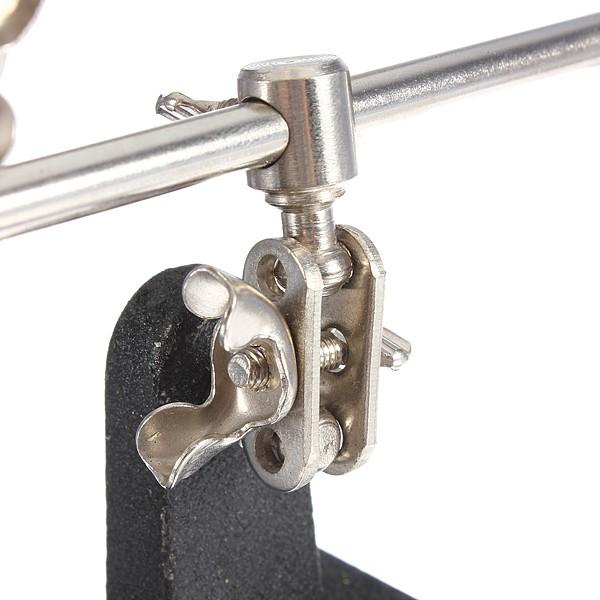Helping Hand Tool Soldering Stand With 4X Welding Magnifying Glass Led Adjustable 2 Alligator Clips 360 Degree Rotating