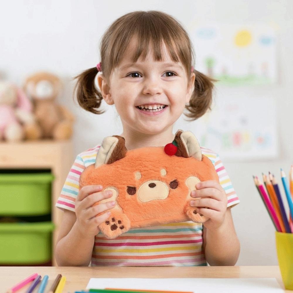 Cartoon Plush Pencil Box Large Capacity Stationery Storage Bag Raccoon Pencil Case Gift