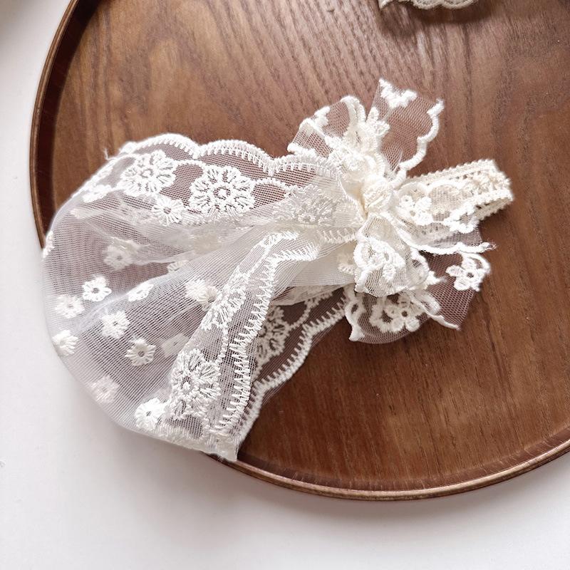 1 Piece Newborn Frence Style Lace Girl Headband Retro Mesh Gauze Embroidery Floral Infant Baby Headwear Photographyr Props