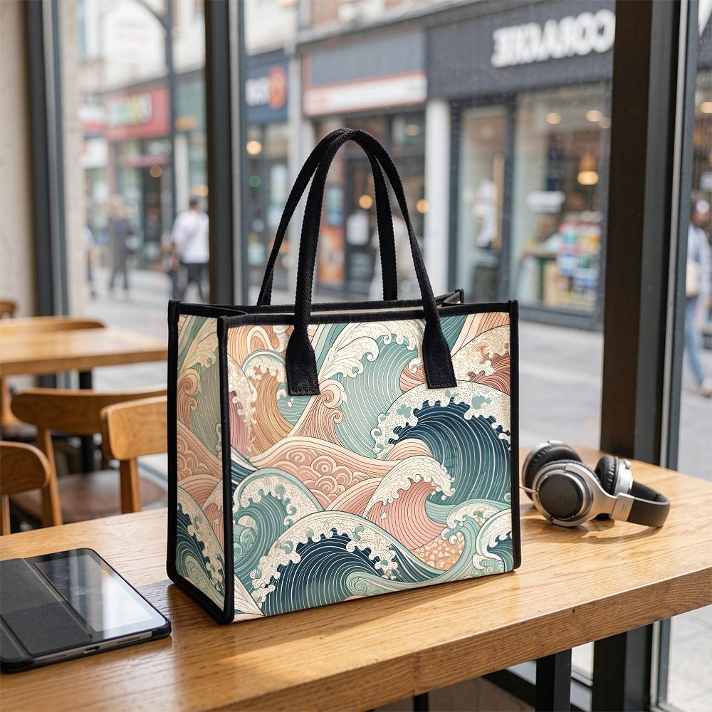 Vintage Japanese Wave Tote Bag Aesthetic Daily Casual Large Shoulder Handbag