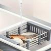 Stainless steel expandable kitchen sink drain basket - versatile storage rack for home use, vegetable and fruit drain rack