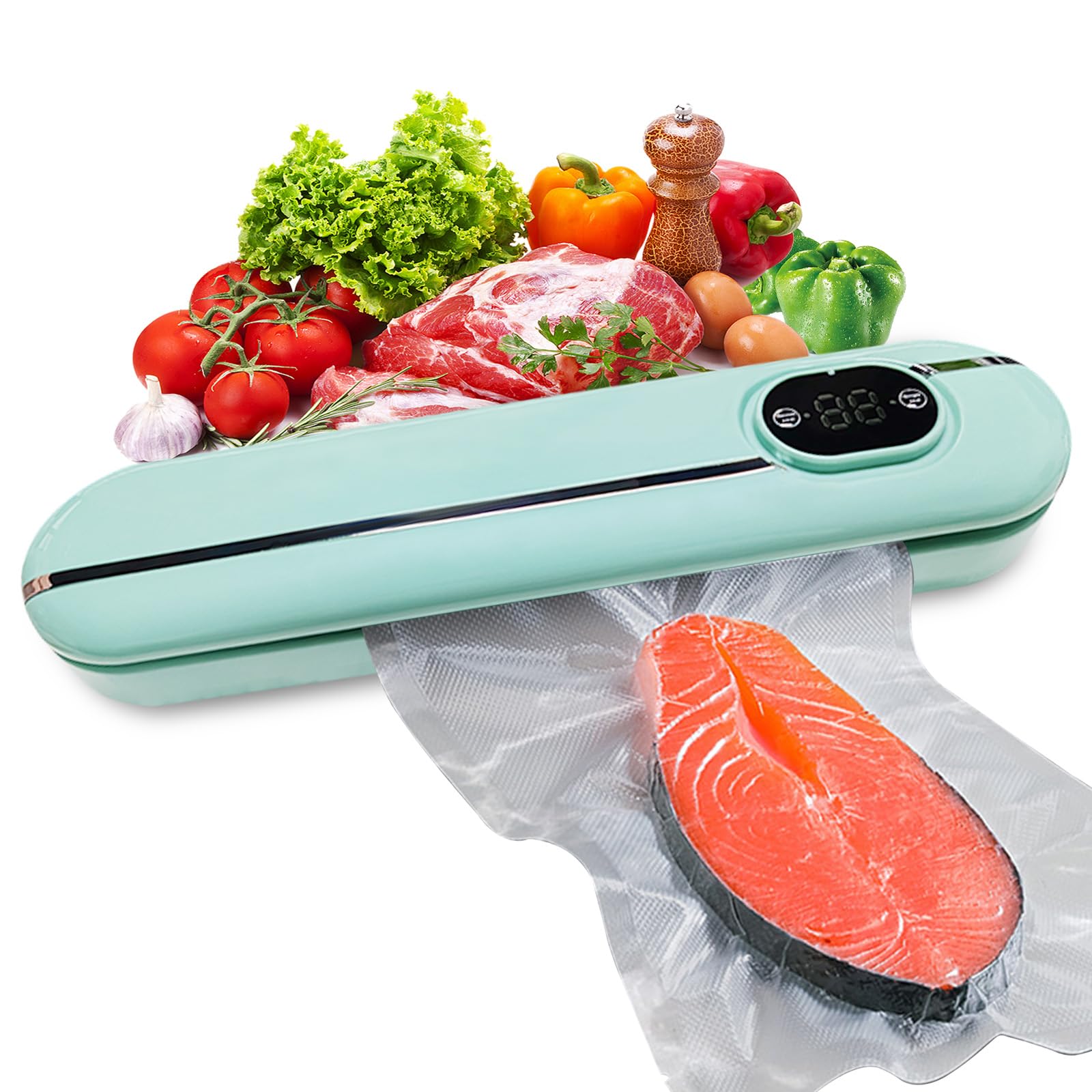 

Вакуумне пакування Andchi Вакуумне пакування харчових продуктів Вакуумне запаювання харчових продуктів Вакуумний запаювач харчових продуктів для вологого та сухого вакуумування для дому та комерційних товарів Низький японський інструкція Зелений зелений