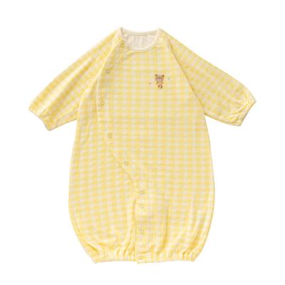 De Bear Embroidery Checkered All Crotch Newborn Baby Cotton Made In Japan for [Creme Coco] Two-Way [Replacement Snap/2way] 100% [Material Spring,