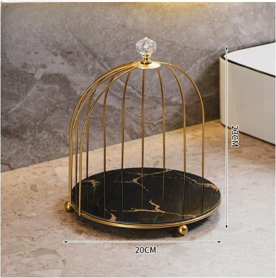 Gilding Marble Texture Storage Tray Round Glass Serving Trays Dresser Table Skincare Cosmetic Containers Jewelry Organizer Shelf