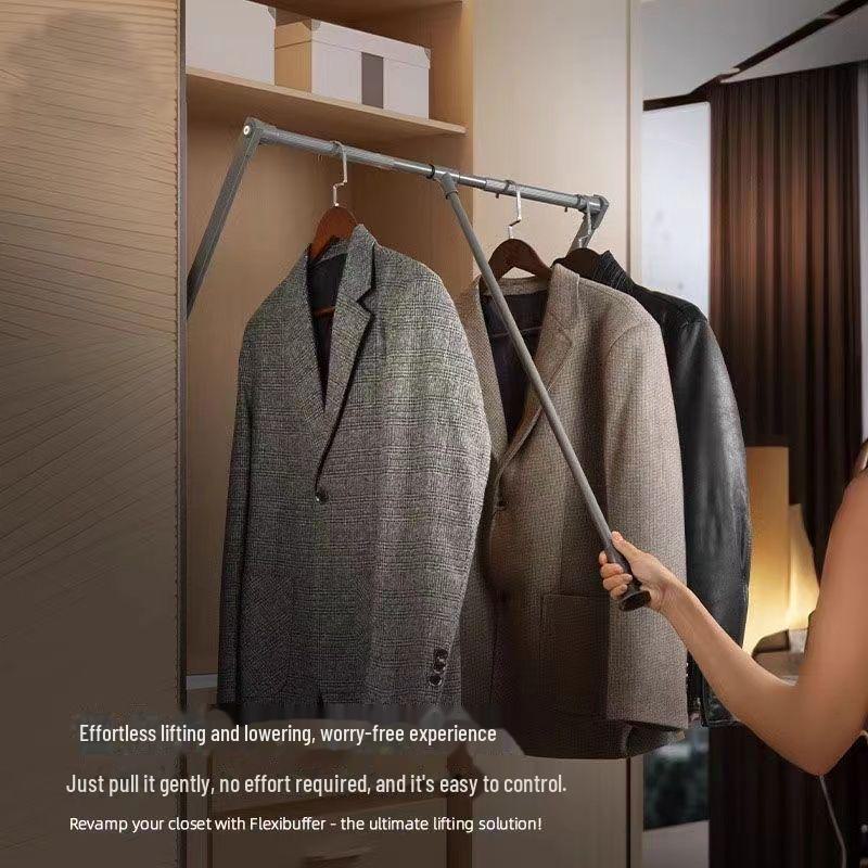 Cloakroom Pull-Down Clothes Hanger Wardrobe Lift Rod