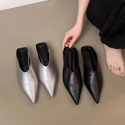 Chaussons Mocassins pour Femme Claquettes de Luxe Mule Féminine Couvre-orteils Talon Carré sur un Talon Compensé Mules Bas Design Bloc 2025 Chaud