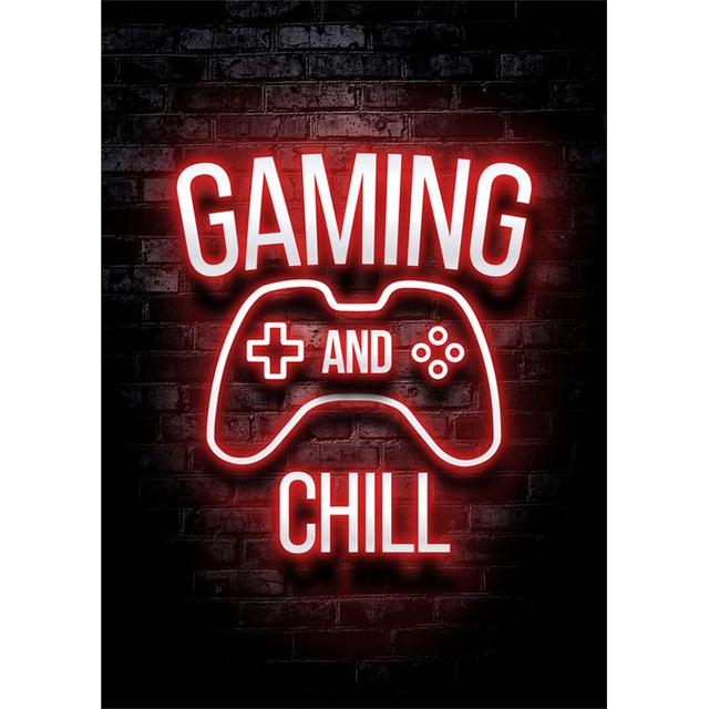 Playroom Poster Decoration Gaming Prints Neon Video Gamer Canvas Painting Wall Art Picture for Kids Boys Game Room Decor Gift No Frame