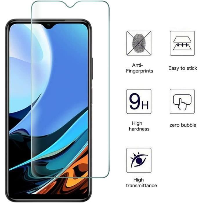 Film de protection en verre trempé - Redmi - 9T - Lot de 4 - Résistant aux chocs - Transparent