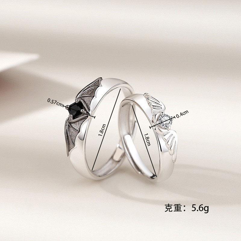 Yunjin, Angel and Devil Couple Ring, Male and Female Pair of Index Finger Ring, Niche Personality Wings Open Ring