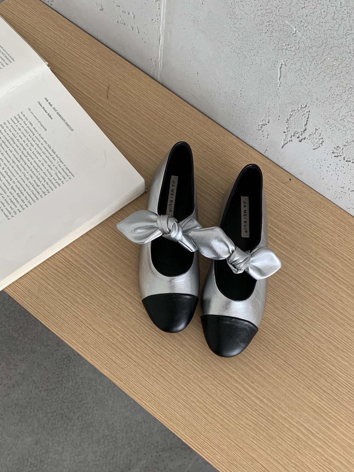 Women s Round Toe Flat Bowknot Autumn Pumps - Fashionable Footwear 35