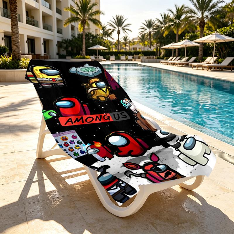 Among Us Print Beach Towel Design, Soft, Lightweight. for Home Bathroom, Spa, Pool, Yoga, Surfing, Camping, Gift for Family, Friend