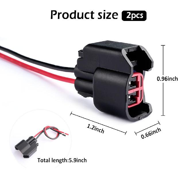 2PCS EV6 Fuel Injectors Connector,Indispensable Connector for Fuel Injector Replacement,Fuel Injector Connector Pigtail Compatible with Ford F150