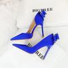 Banquet High Heels Thin Heels Shallow Mouth Pointed Toe Side Hollowed Out Rhinestone Bow Tie Single Shoes