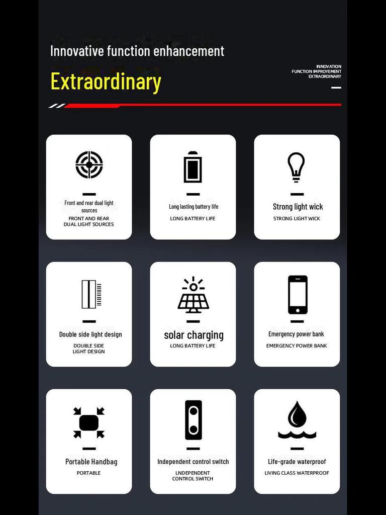 Rechargeable Solar Flashlight: Super Bright, Long Battery Life, Multi-Function Searchlight for Outdoor Emergency Use