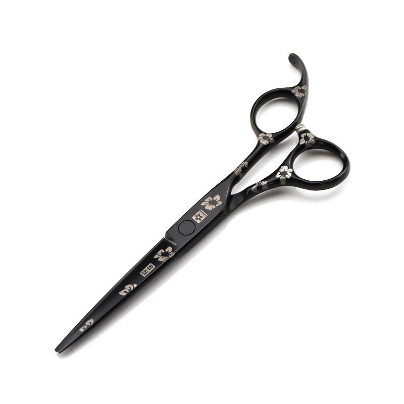 6.0 Inch Black Straight Handle Cherry Blossom Professional, Hair Cut, Hair Cut, Flat Cut Tooth Cut, Bangs Cut, Thin Cut 6.0inch black cherry blossom flat shears