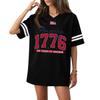 Women's Casual Fashion V-Neck Sports Independence Day Print Short Sleeve Sports T-Shirt Top