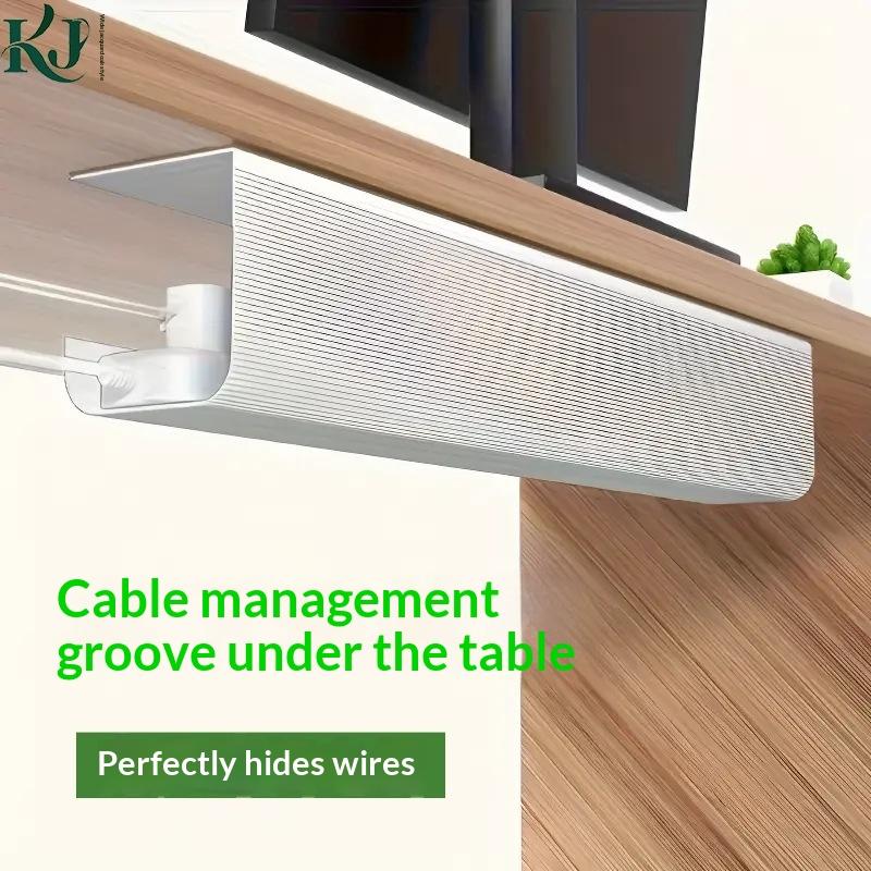 1Pc 40Cm/15.75Inch Pvc Under Table Cable Organizer Punch-Free Office Wire Organizer Holder Easy Installation Wall-Mounted