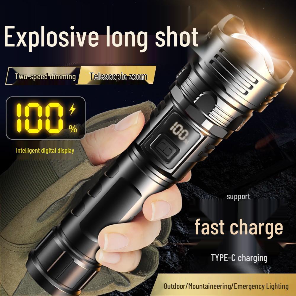 Rechargeable White Laser Flashlight: Strong Light, Long Battery, Drop-Resistant, Zoom Focus, Portable, Outdoor & Super Bright