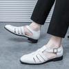 Sommer Trend Neue Herren Gladiatoren Schwarz Weiß Slip On Lackleder Freizeitschuhe Atmungsaktive Strandsandalen Outdoor Hausschuhe 38-46
