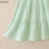 ZANZEA Women Casual Elastic Waist Loose Plaid Print Long Skirts