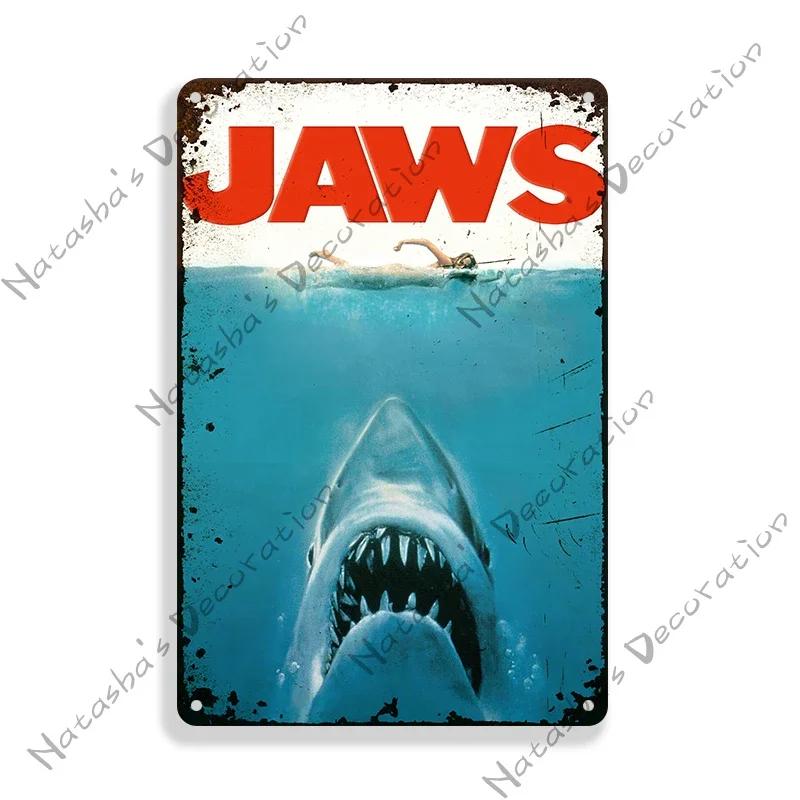 Movie Jurassic Park Metal Tin Sign E.T. Metal Signs Poster JAWS Vintage Poster Old Decorative Plate Metal Plaque Wall Plate
