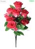 Artificial Rose Flower Bouquet 10 Heads Faux Silk Roses with Green Leaves for Home Office Wedding Decoration Floral Arrangement