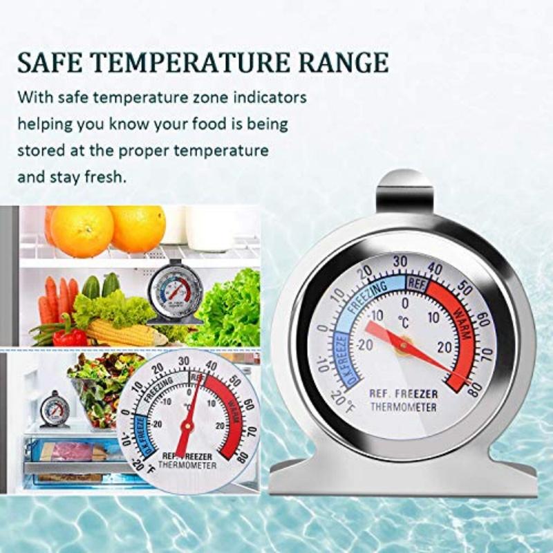 1~10pcs Freezer Thermometer for Refrigerator Stainless Steel Large Dial Red Indicator Accurate Temperature for Fridge Cooler New