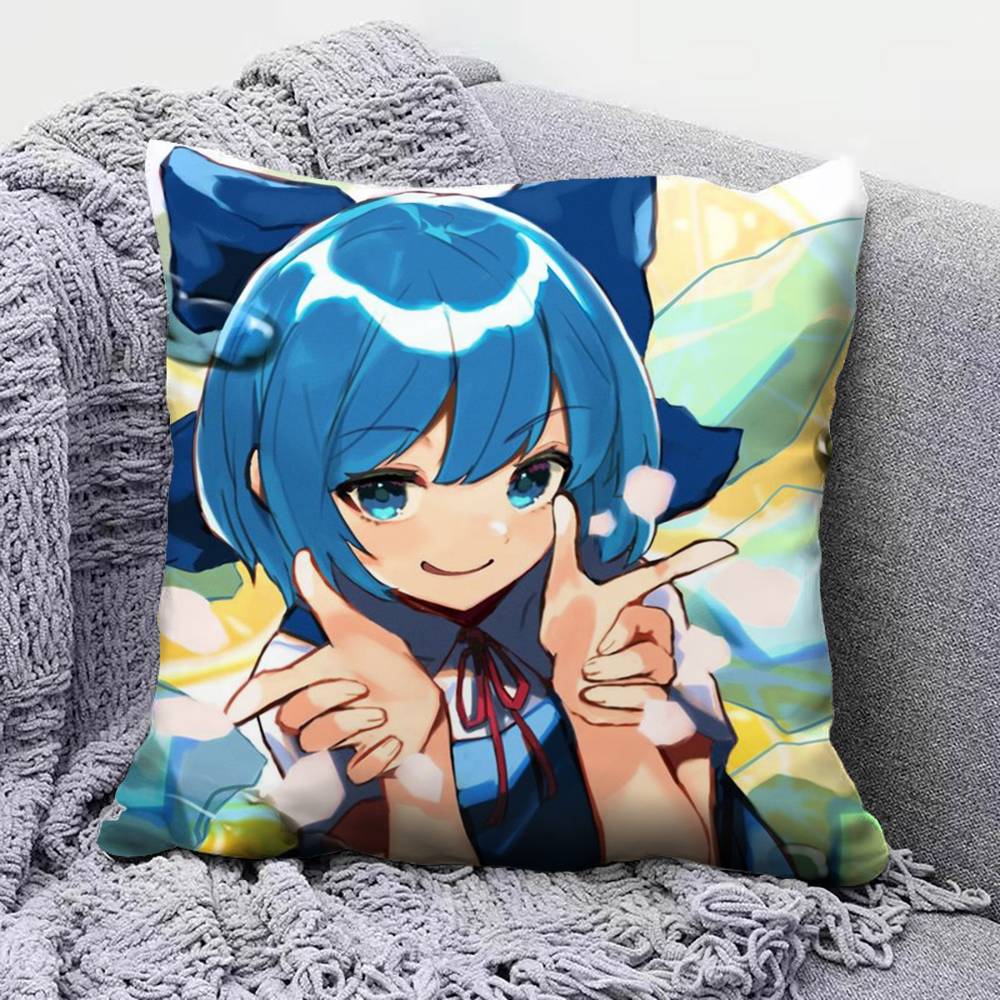 TOUHOU Project Cirno Cute Anime Girl Pillow Covers Home Sofa Cushion Covers and Aecorative Custom