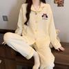 Dackel-Pyjama Herbst und Winter Damen Warm Süß Kariert Luftbaumwolle Lässig Trend Cartoon Loungewear Set