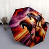 Sunset,Horses Automatic Folding Umbrella Compact 8 rib Design,Unique Style,Suitable for Everyday Outdoor Use,Perfect Gift for Friends