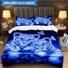 3PCS White Tiger Family Bedding Set,Including 1pc Duvet Cover And 2pcs Pillowcases Perfect for Bedroom, Dormitory, Fan Christmas gift