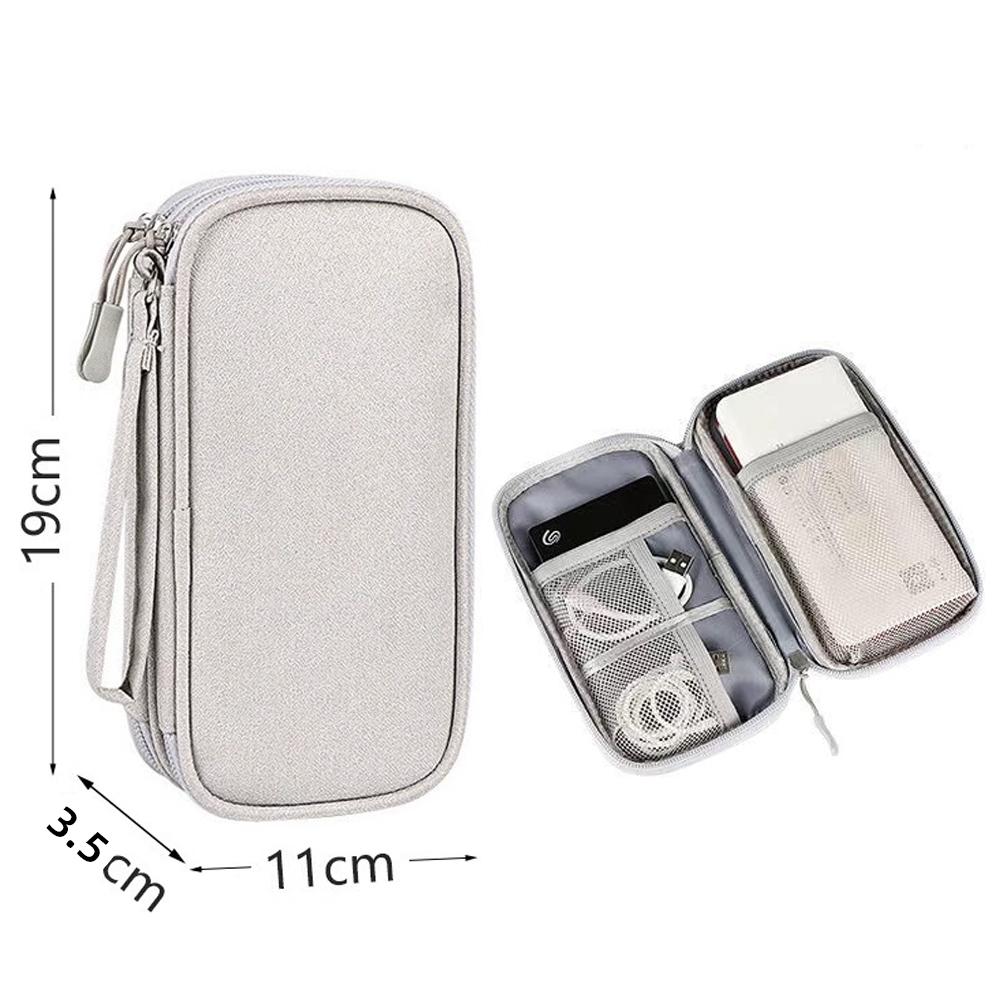 

Waterproof Double Layers Data Cable Storage Bag Portable Travel Organizer for USB Charger Cord Portable Carry Case