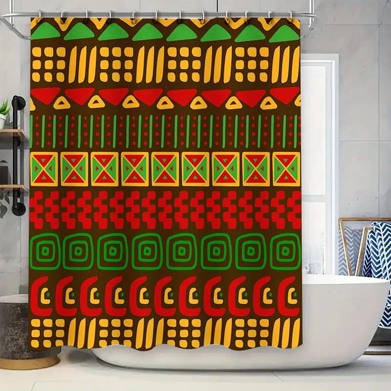 

Unique African-Inspired Bathroom Decor Shower Curtain With Geometric Patterns Perfect For Your Home S Ethnic Touch! W60H190(CM)-1 Pcs