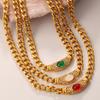 High-End Luxury Gold Chain with Colorful Cat's Eye Stones – Personality Street Style Collarbone Necklace