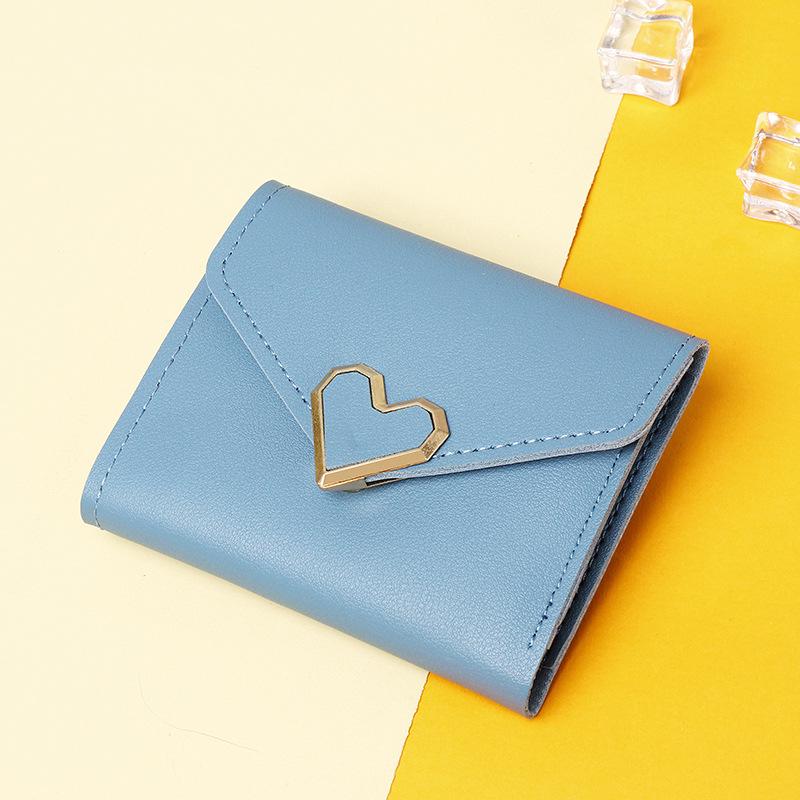 2025 Women's Tri-Fold Heart Coin Purse & Card Holder - Fashionable Mini Wallet for Students